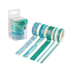 Набор клейких декоративных лент MESHU "Blue pattern", 5шт