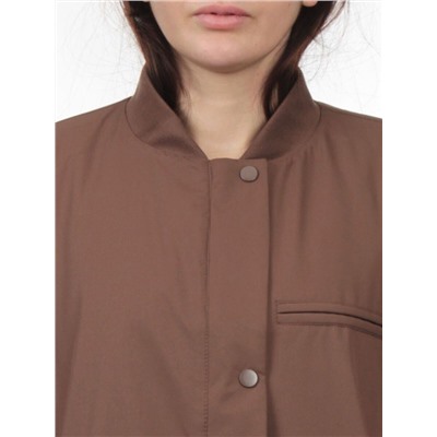 H24-608 BROWN Куртка бомбер демисезонная женская (100 гр. синтепон)