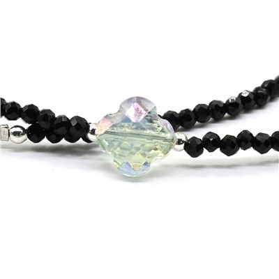 Чокер из шпинели шарик граненый 2мм с подвеской из циркона 8*8мм, 38см