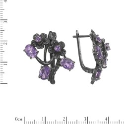 Серьги 'Фантазия' с аметистом, чёрный родий ИВСК.800АМD