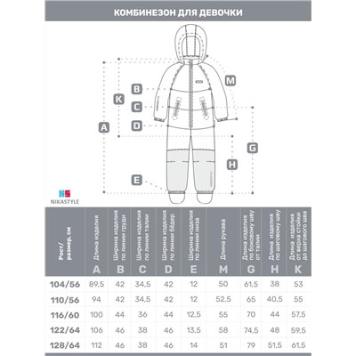 Комбинезон утеплённый для девочки NIKASTYLE 8м0625 Розовый серый