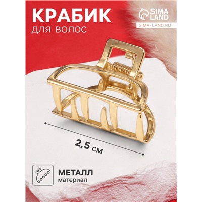 Крабик для волос «Маргарита», дуга, 2.5 см, золото