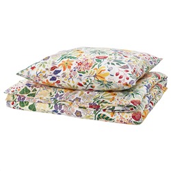 STRANDLUMMER, Bettwäsche-Set, 2-teilig, bunt/Blumenmuster,, 140x200/80x80 cm