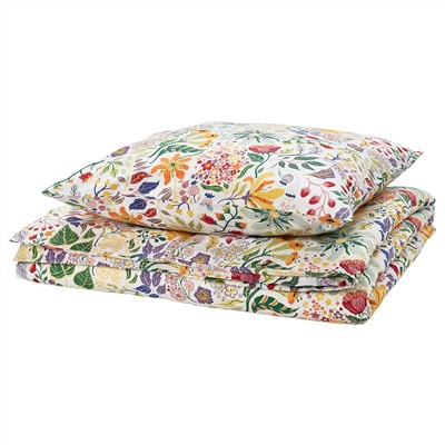 STRANDLUMMER, Bettwäsche-Set, 2-teilig, bunt/Blumenmuster,, 140x200/80x80 cm
