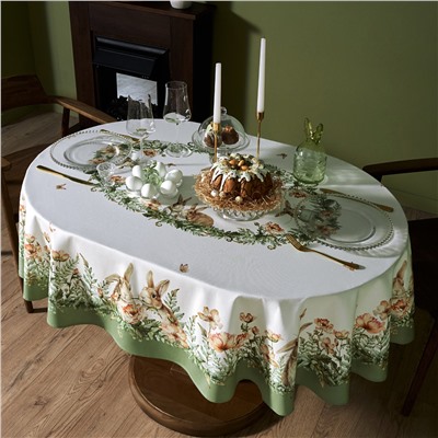 СКАТЕРТЬ ОВАЛЬНАЯ "SENSE", 140Х180СМ, 100% ХЛОПОК,ТВИЛ C ПРОПИТКОЙ