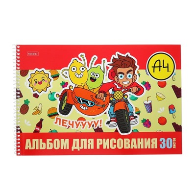 Альбом для рисования А4, 30 листов, «Влад А4», на гребне, обложка мелованный картон, перфорация на отрыв, блок 100 г/м², 5 В МИКС