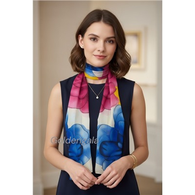Шарф шифоновый с цветочным рисунком 3D Арт М52/11