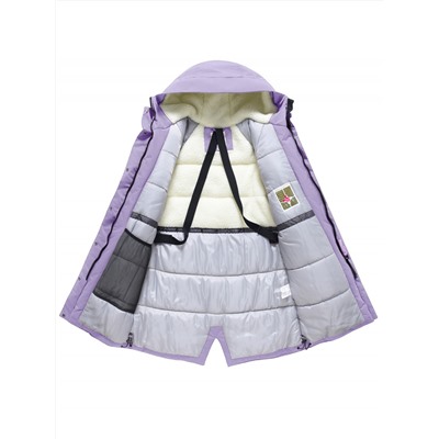 Парка зимняя женская с капюшоном сиреневого цвета 9538-1Sn