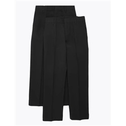 Boys' 2pk Slim Leg School Trousers (2-18 Yrs)