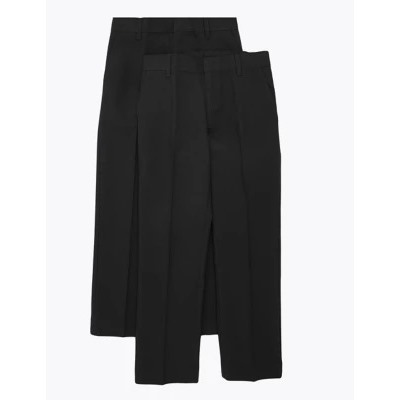 Boys' 2pk Slim Leg School Trousers (2-18 Yrs)