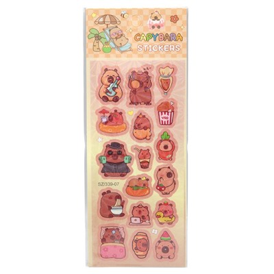 Наклейки бумажные "Капибара", 18.5*7 см, mix