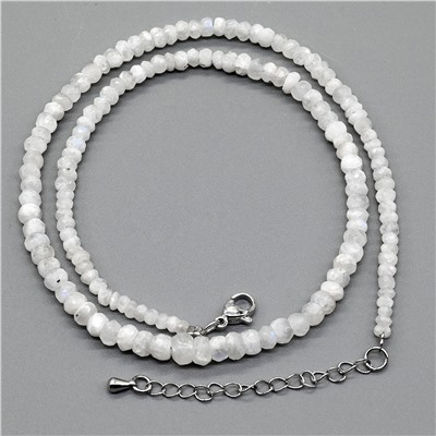 Бусы из Лунного камня адуляра рондель огранка на увеличение, 42см, 12,9г.