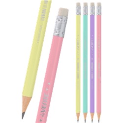 Карандаш ч/г HB "deVENTE.Pastel"  2мм трёхгран с ластиком пластик пастель ассорти 5032337/12/Россия