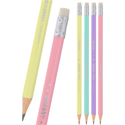 Карандаш ч/г HB "deVENTE.Pastel"  2мм трёхгран с ластиком пластик пастель ассорти 5032337/12/Россия