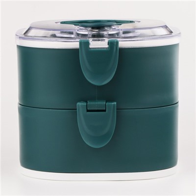 Ланч-бокс с отделениями, контейнер для еды «Антрима», 1.85 л, с ложкой, 2 уровня, 17×15 см, пластик, зелёный