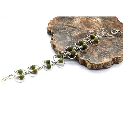 Браслет нефрит в посеребрении, 17см.