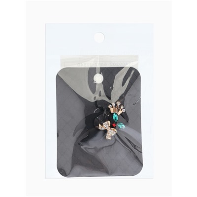 Брошь «Кошка грация», в короне, матовая, чёрная в золоте