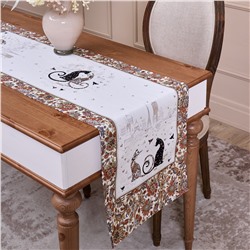 ДОРОЖКА "ПАРИЖСКИЕ КОТЫ",40Х146СМ, БЕЛЫЙ,100% ХЛОПОК,ТВИЛ