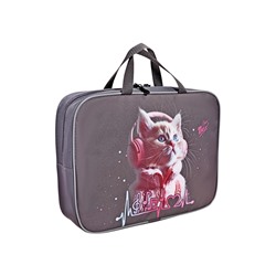 Папка с ручками текстильная А4, 350×270×80 мм, Stavia «Котик в наушниках»