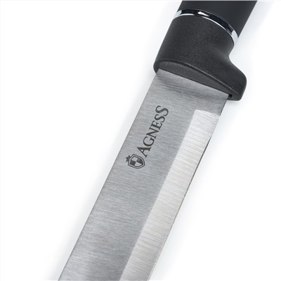 НАБОР AGNESS ИЗ 11ПР:5 НОЖЕЙ,ПОЛОВНИК,ЛОПАТКА,ШУМОВКА,ПОДСТАВКА,НОЖЕТОЧКА,НОЖНИЦЫ,ЧЕРНЫЙ МРАМОР/СЕРЫ