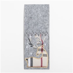 Набор конвертов для столовых приборов «Олень» 4 штуки, 8.5×21 см, 100% п/э, фетр, серый