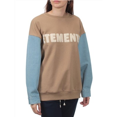 3266 BROWN/LT. BLUE Толстовка женская (95% хлопок, 5% спандекс)