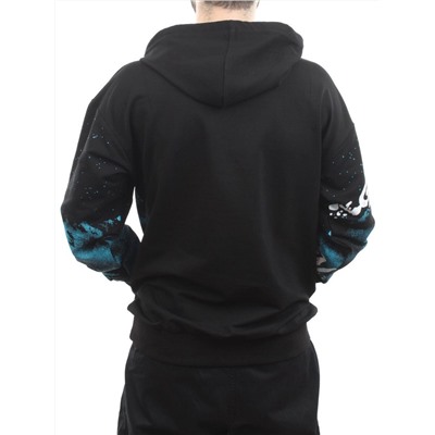 2626 BLACK/BLUE Толстовка мужская (75% хлопок, 20% полиэстер, 5% спандекс)