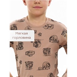 Детская пижама с шортами "Семья" / Коричневый