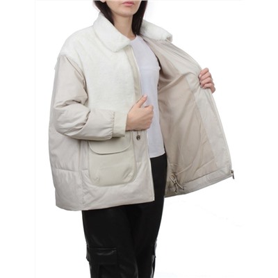 H24-223 LT. BEIGE Куртка демисезонная женская (100 гр. холлофайбер)