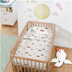 Постельное бельё "Крошка Я" Машинки 112*143 см, 60*120+20 см, 40*60 см, бязь 125 г/м2, хл 100%