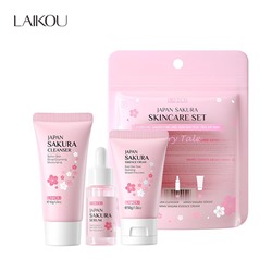 Набор из 3 средств с экстрактом сакуры Laikou (Пенка + Сыворотка + Крем для лица)