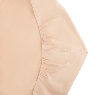 Простыня на резинке из сатина бежево-розового цвета из коллекции Essential, 200х200 см