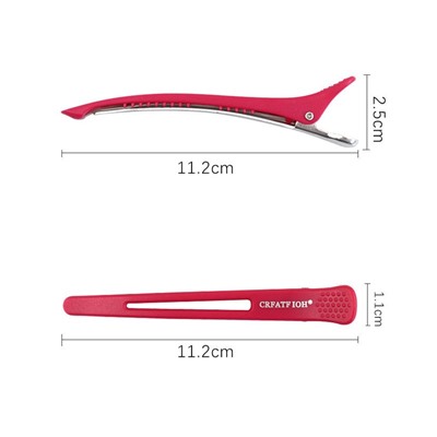 Зажим для волос парикмахерский с силиконовыми вставками, Набор 6 шт. РОЗОВЫЕ