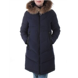 19-896 DK. BLUE Пальто с мехом енота Kacuci
