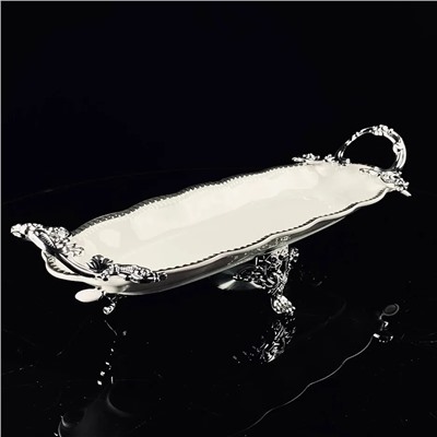 205-902 Блюдо 33см на ножках с ручками ATLANTIS в под.уп.(х18)Фарфор