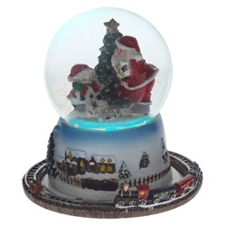 Фигурка декор в стекл шаре "Дед Мороз" (муз с ключ, подсветка), D 10 см, L15,5 W15,5 H15,5 см