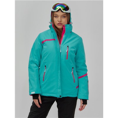Горнолыжная куртка женская зимняя бирюзового цвета 7091Br