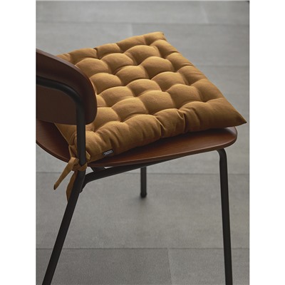 Подушка на стул из хлопка цвета карри из коллекции Essential, 35х35 см