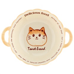 "Делишес фуд (Delicious food)" Салатник фарфоровый 1л, 23,5х19х7см, фигурный, с ручками, с деколью (Китай)