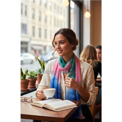 Шарф шифоновый с цветочным рисунком 3D Арт М52/6