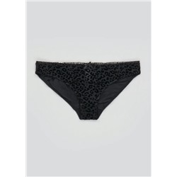 Ivory Rose Leopard Flock Print High Leg Knickers
