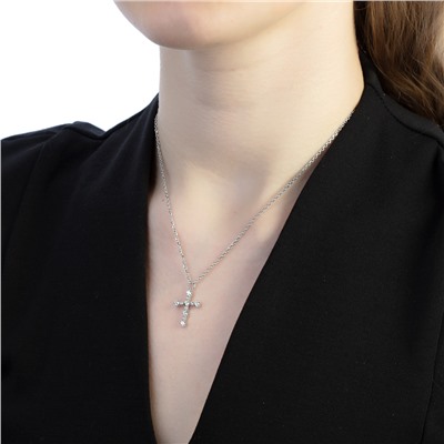 Колье родированное фианит серебро 925*