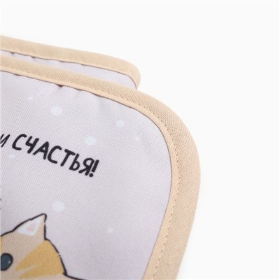 Новогодний подарок. Набор кухонный Доляна Christmas kittens : прихватка 17х17 см, варежка-прихватка 20х28 см, 35%хл,