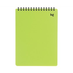 Блокнот А5 60л. на гребне BG "Neon", салатовая пластиковая обложка, тиснение фольгой