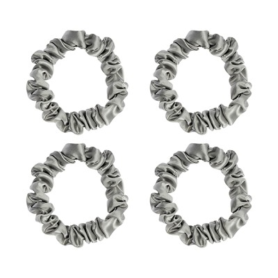 Набор из 4 шелковых резинок для волос светло-серого цвета из коллекции Essential