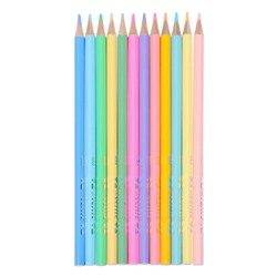 Карандаши цветные 12 цветов, deVENTE Trio Mega Soft Pastel, трёхгранный корпус, супер мягкие, 4M, грифель 3 мм, пастельные цвета