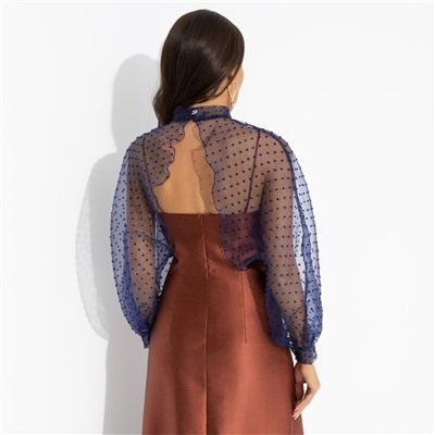 Болеро со съемным декором, Деловой взгляд (синее, с брошкой)