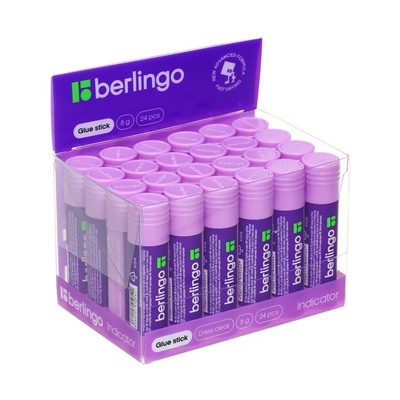 Клей-карандаш ПВП, Berlingo, с цветным индикатором, 8 г