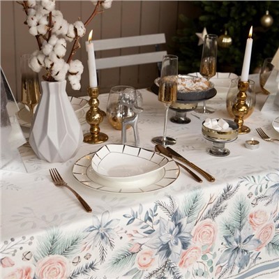 Скатерть новогодняя "Этель" Christmas flowers 149х110см с ГМВО, 100%хл, 190г/м2