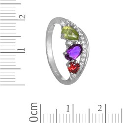 Кольцо 'Венец' с разноцветными камнями ТГКС.716ЦВ2.09